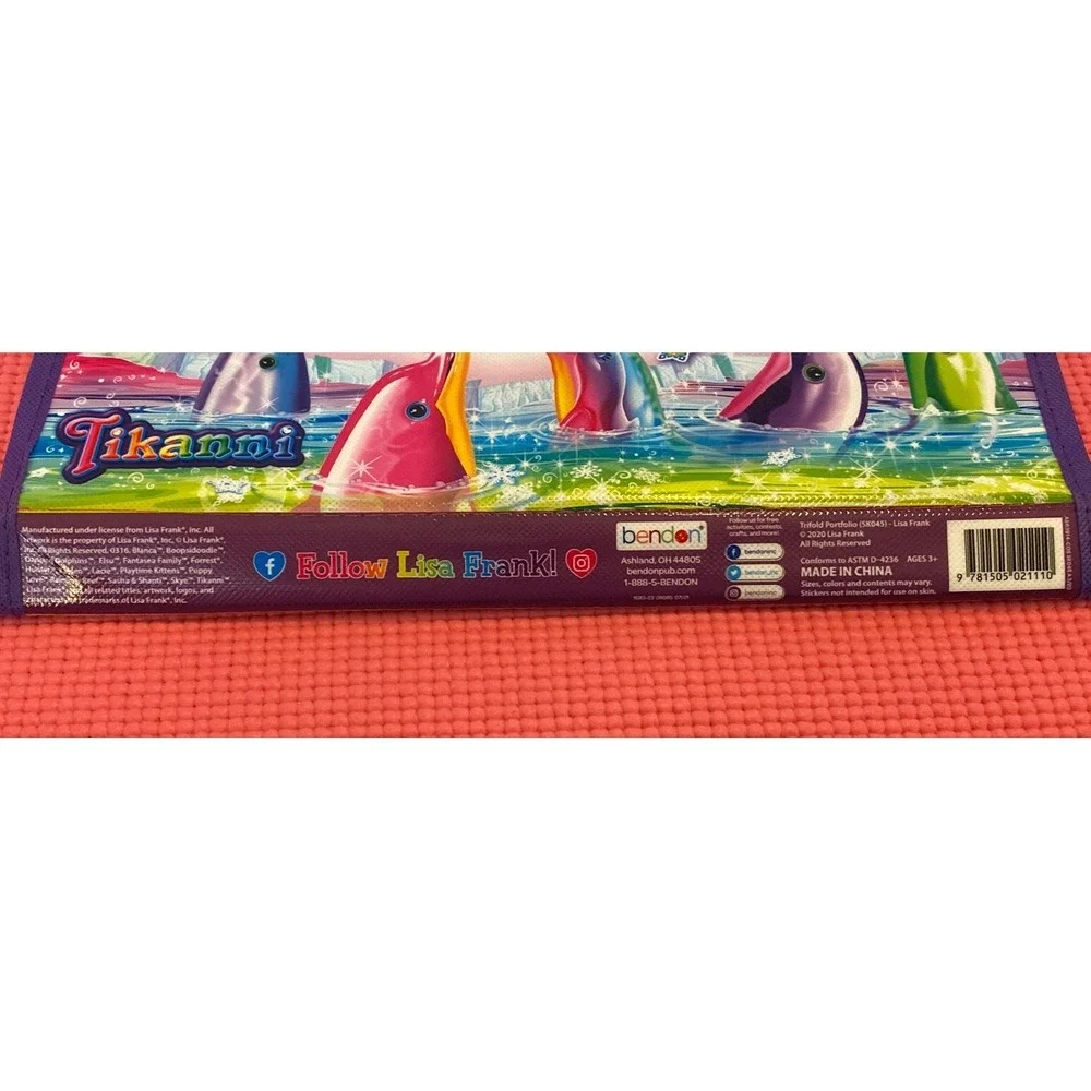 LISA FRANK TIKANNI Trifold Portfolio Binder Carrying Case‎ Color Activity 2020